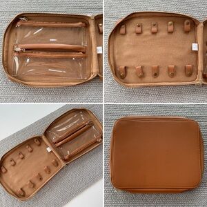 The Royal Standard Cognac Tan Travel Zippered Jewelry Makeup Bag NWOT